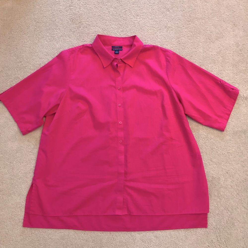 Westbound Fuchsia Pink Blouse Size 3X Button Down Cotton Wrinkle Free Office